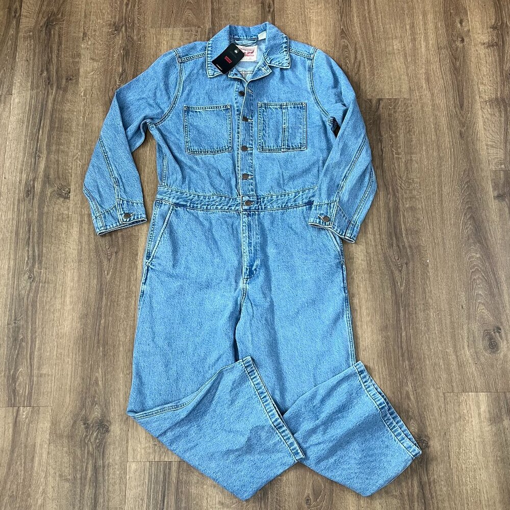 NEW Levi's Iconic Denim Jean Coverall Jumpsuit Sz L - Picture 3 of 15